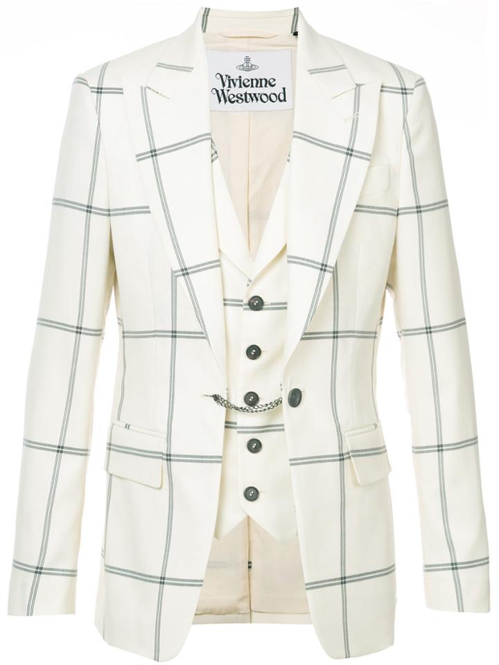 Vivienne Westwood Plaid Fitted Blazer - Nude & Neutrals