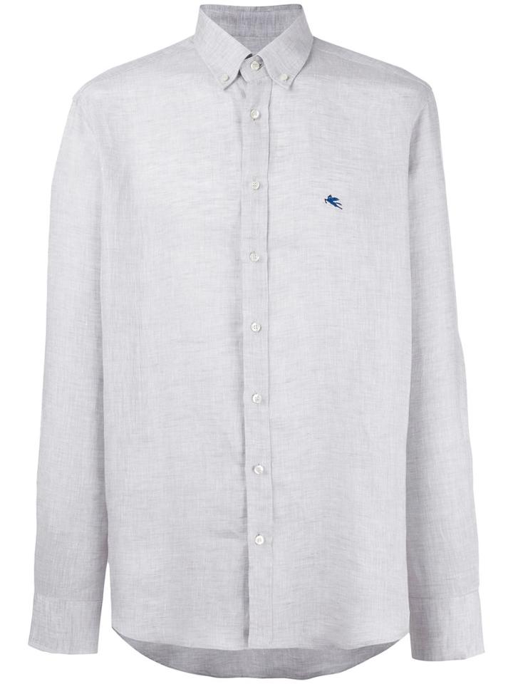 Etro - Plain Shirt - Men - Linen/flax - 42, Grey, Linen/flax