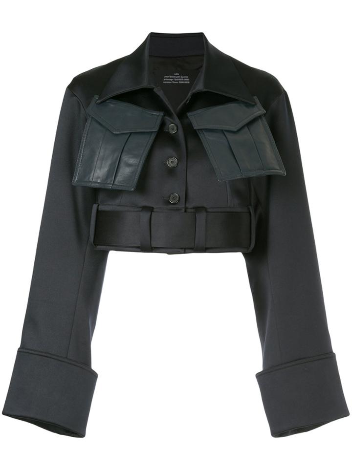 Rokh Cropped Patch Jacket - Black