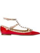 Valentino Rockstud Ballerinas, Women's, Size: 39, Red, Patent Leather/leather