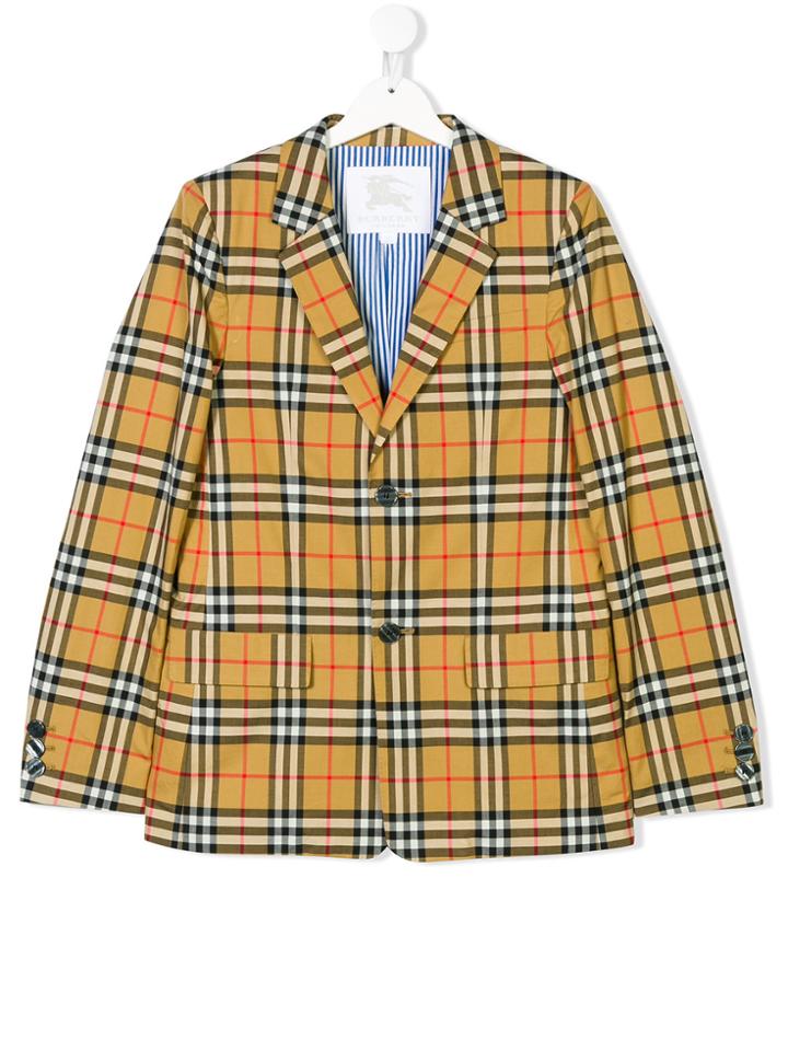 Burberry Kids Teen House Check Poplin Jacket - Yellow & Orange
