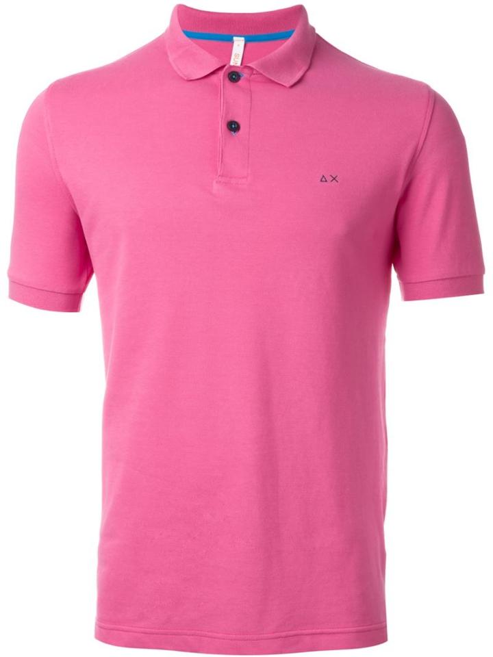 Sun 68 Classic '68 Solid' Polo Shirt, Men's, Size: Large, Pink/purple, Cotton/spandex/elastane