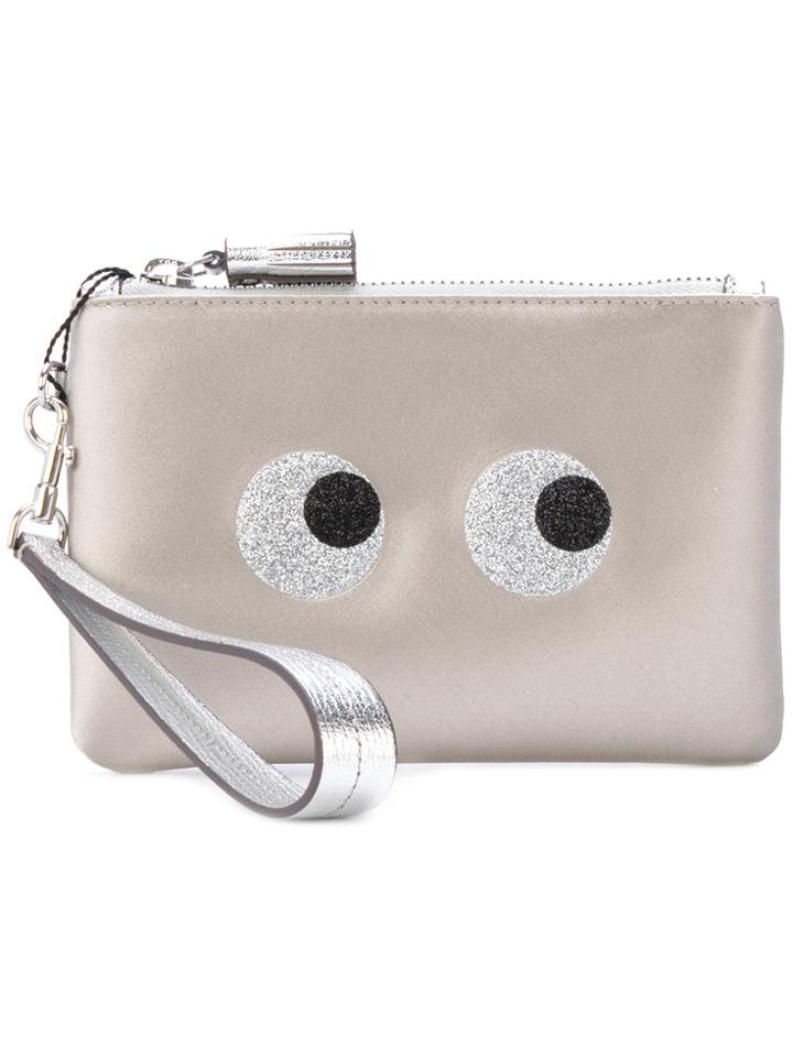 Anya Hindmarch 'eyes' Zipped Clutch Bag - Metallic