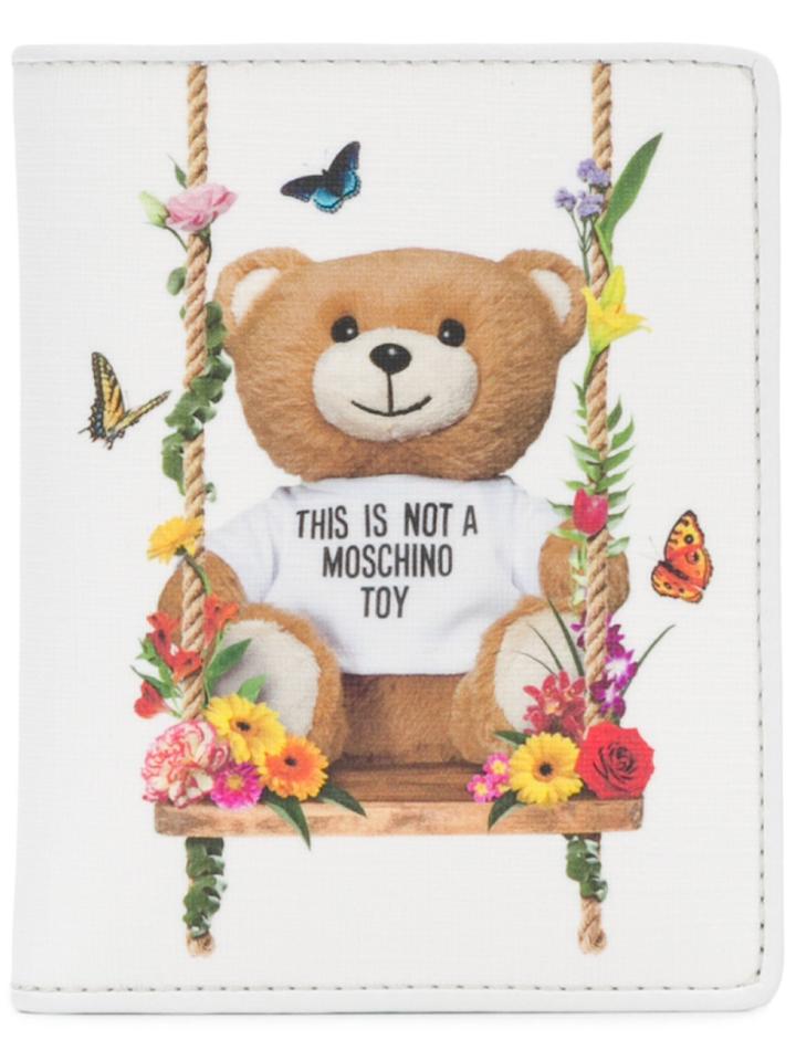 Moschino Bear Logo Printed Purse - White
