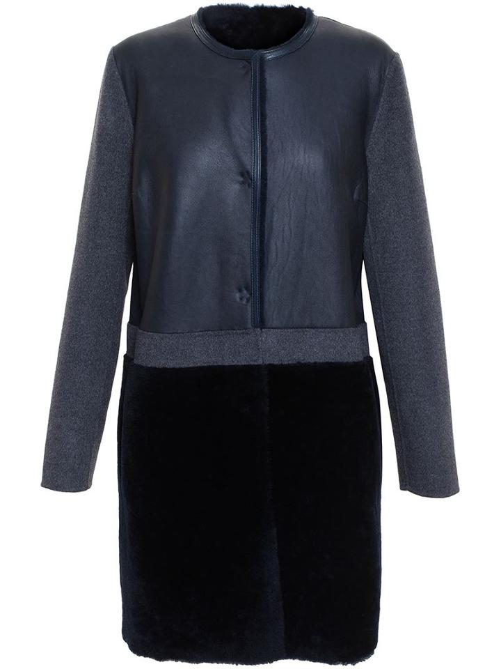 Yves Salomon Constrast Shearling Coat, Women's, Size: 40, Grey, Cashmere/lamb Fur