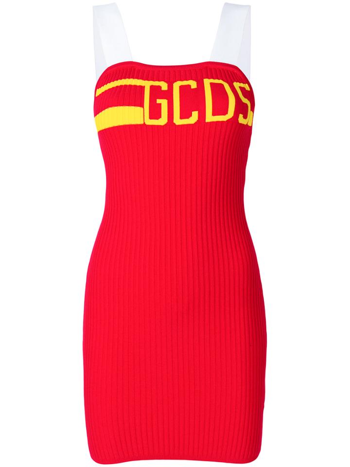 Gcds Logo Fitted Mini Dress - Red