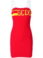 Gcds Logo Fitted Mini Dress - Red