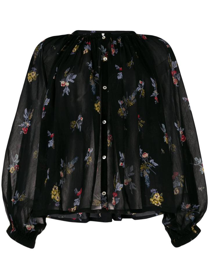 Forte Forte Floral Print Pleated Blouse - Black