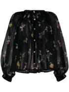 Forte Forte Floral Print Pleated Blouse - Black