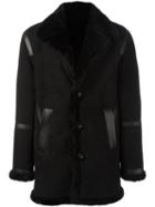 Neil Barrett Leather Coat, Men's, Size: Large, Black, Lamb Skin/lamb Fur