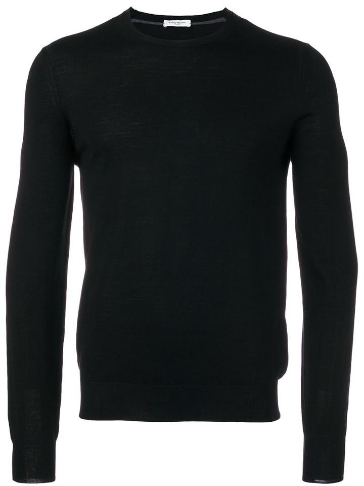 Paolo Pecora Crew Neck Jumper, Men's, Size: Large, Black, Wool