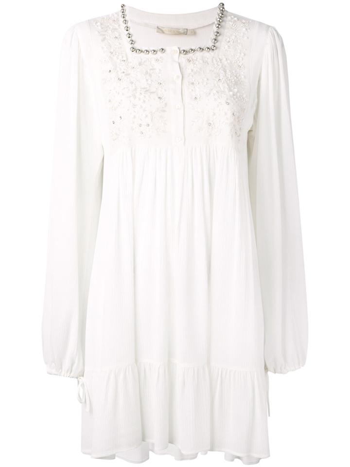 Amen Embellished Floral Dress - White