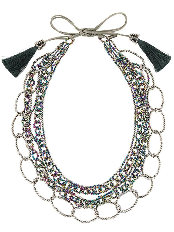 Night Market Long Beaded Loop Necklace - Grey