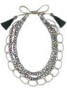 Night Market Long Beaded Loop Necklace - Grey