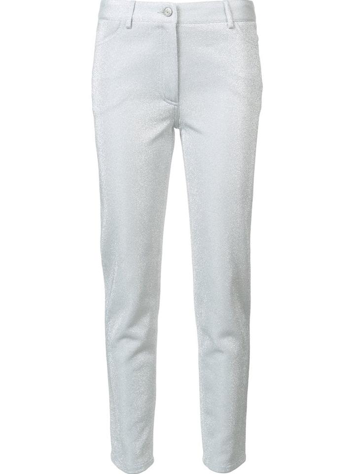 Jeremy Scott Metallic (grey) Slim Trousers, Women's, Size: 40, Nylon/polyester/rayon