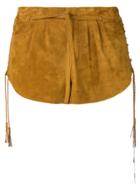 Saint Laurent Laced Mini Shorts - Brown