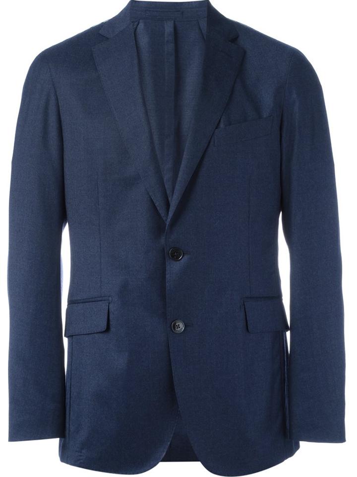 Hackett Notched Lapel Blazer, Men's, Size: 54, Blue, Silk/cotton/cupro/wool