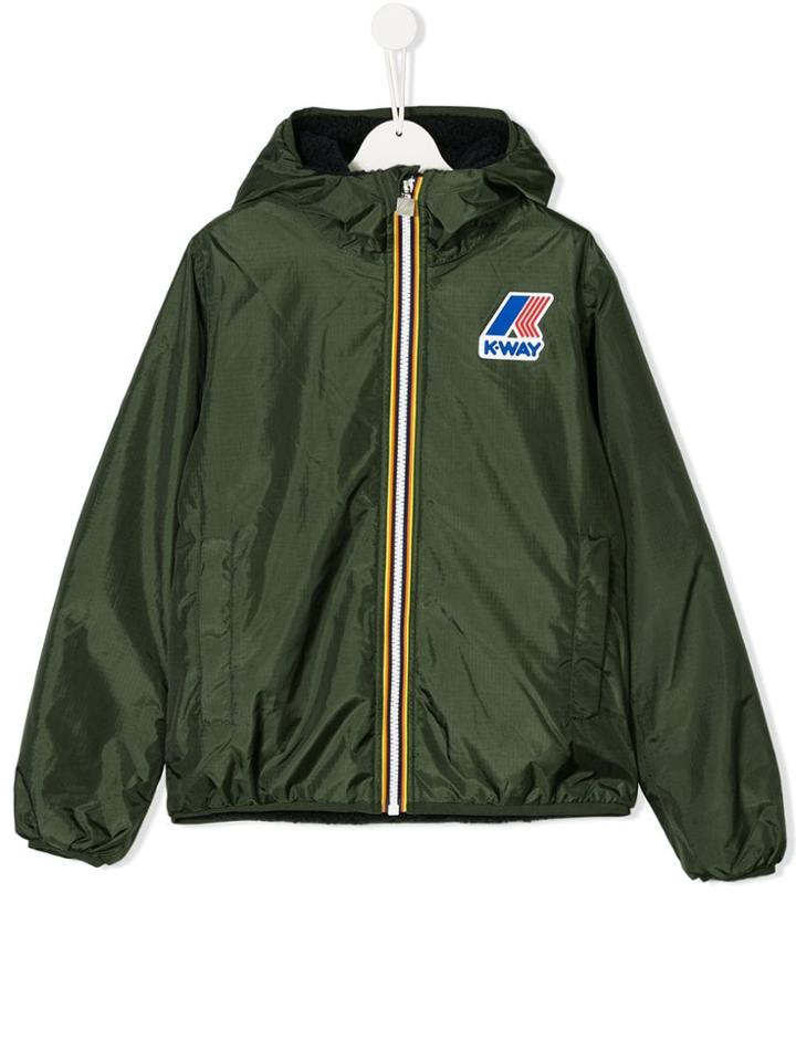 K Way Kids Lightweight Hooded Jacket - Green