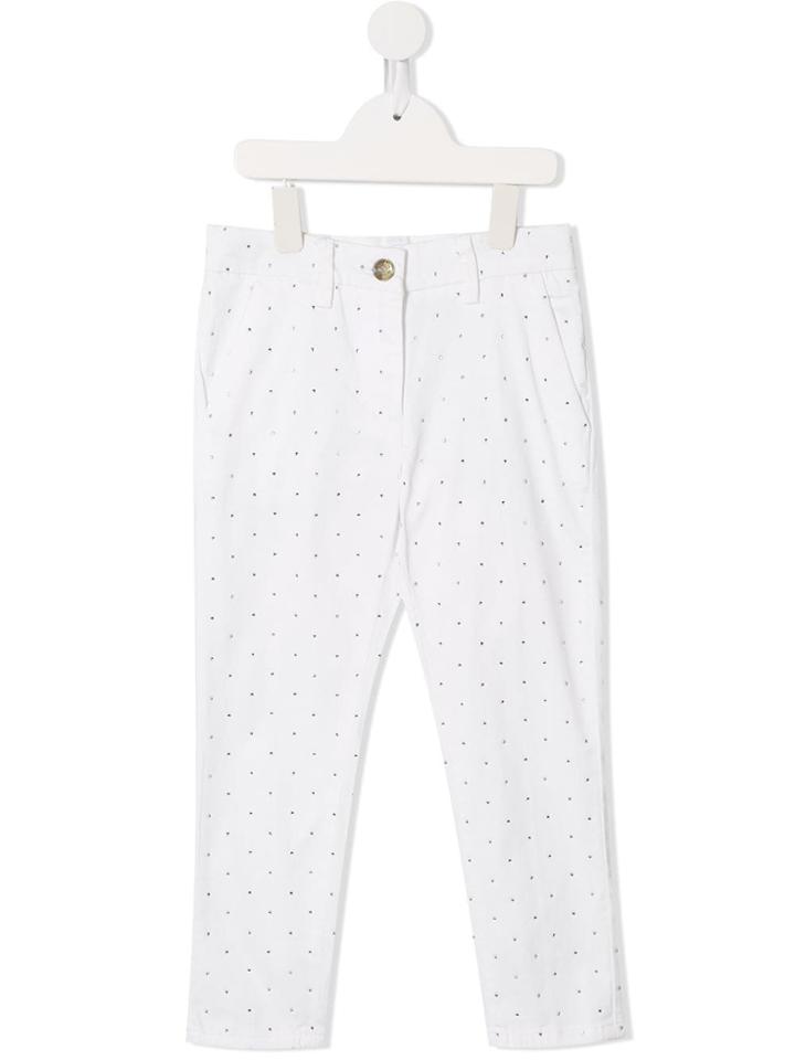 Monnalisa Crystal Embellished Trousers - White