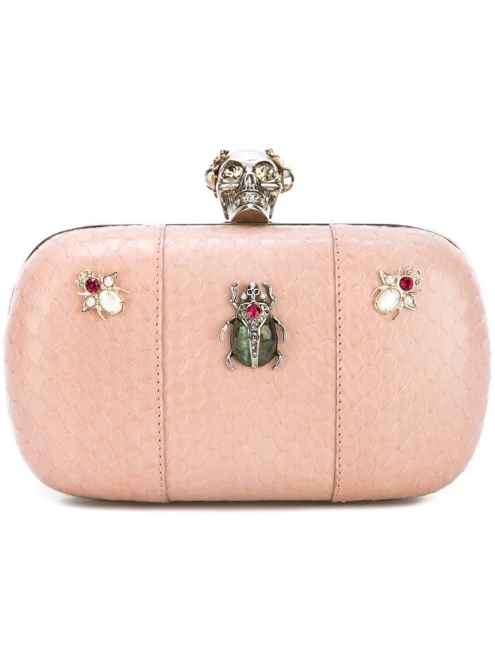 Alexander Mcqueen 'skull' Box Clutch, Women's, Pink/purple