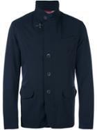 Fay Flap Pockets Buttoned Jacket, Men's, Size: Large, Blue, Polyester/cotton/spandex/elastane
