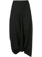 Y's Drop-crotch Draped Trousers - Black