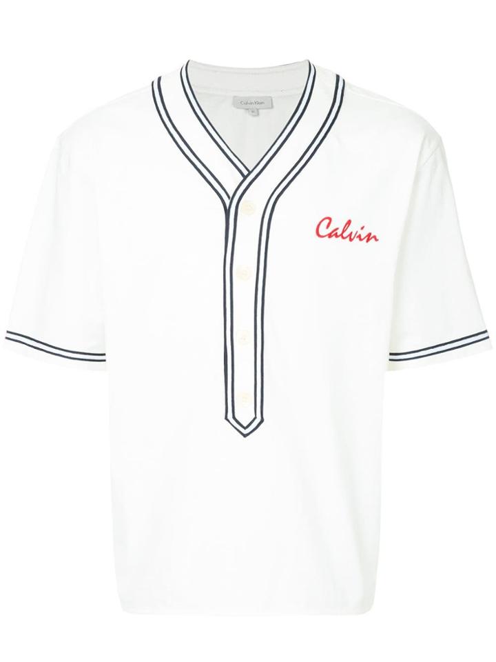 Ck Calvin Klein Logo V-neck T-shirt - White