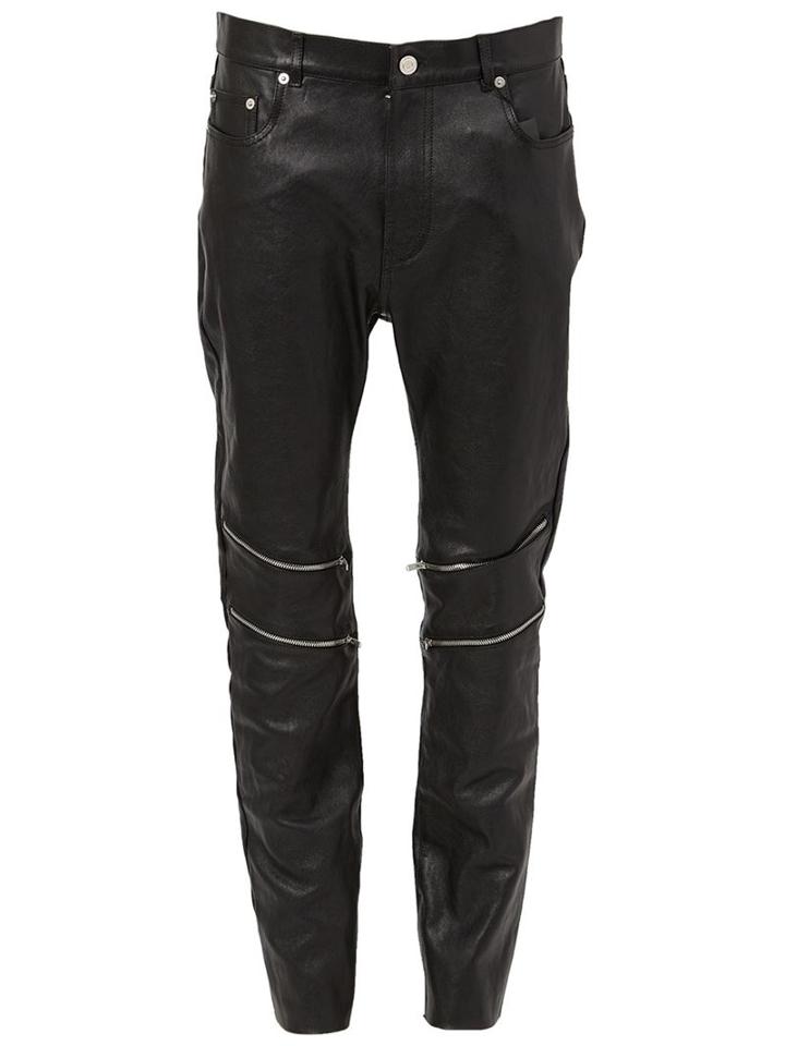 Saint Laurent Zip Detail Lambskin Trousers