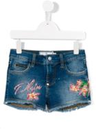 Philipp Plein Kids Embellished Denim Shorts, Girl's, Size: 6 Yrs, Blue