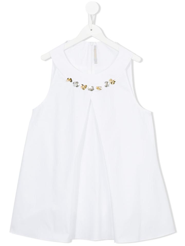 Loredana Floral Appliqué Top, Girl's, Size: 13 Yrs, White