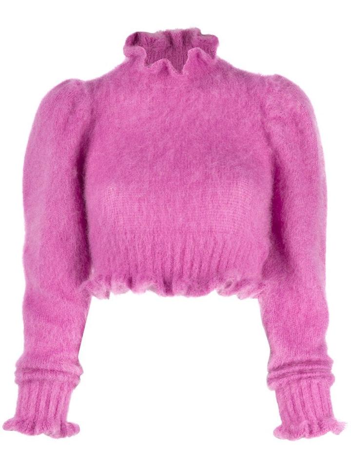 Wandering Cropped Long-sleeve Top - Pink