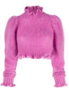 Wandering Cropped Long-sleeve Top - Pink
