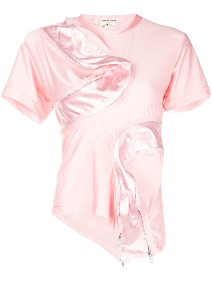 Comme Des Garçons Asymmetric Zipped T-shirt - Pink