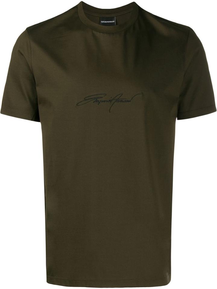 Emporio Armani Signature Logo Embroidered T-shirt - Green