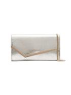 Jimmy Choo Silver Metallic Emmie Glitter Leather Clutch - Gold