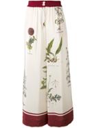 Erika Cavallini - Botanical Print Wide Leg Trousers - Women - Silk - 42, Women's, White, Silk