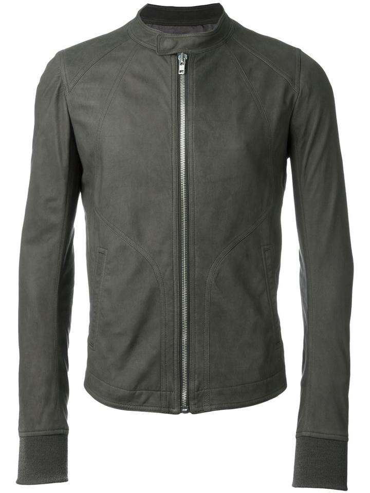 Rick Owens Band Collar Jacket, Men's, Size: 50, Grey, Lamb Skin/cotton/viscose/cupro