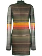 House Of Holland Long-sleeve Striped Dress - Green