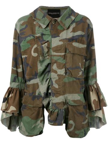 Erika Cavallini - Dislocated Fastening Camouflage Jacket - Women - Cotton - One Size, Women's, Green, Cotton