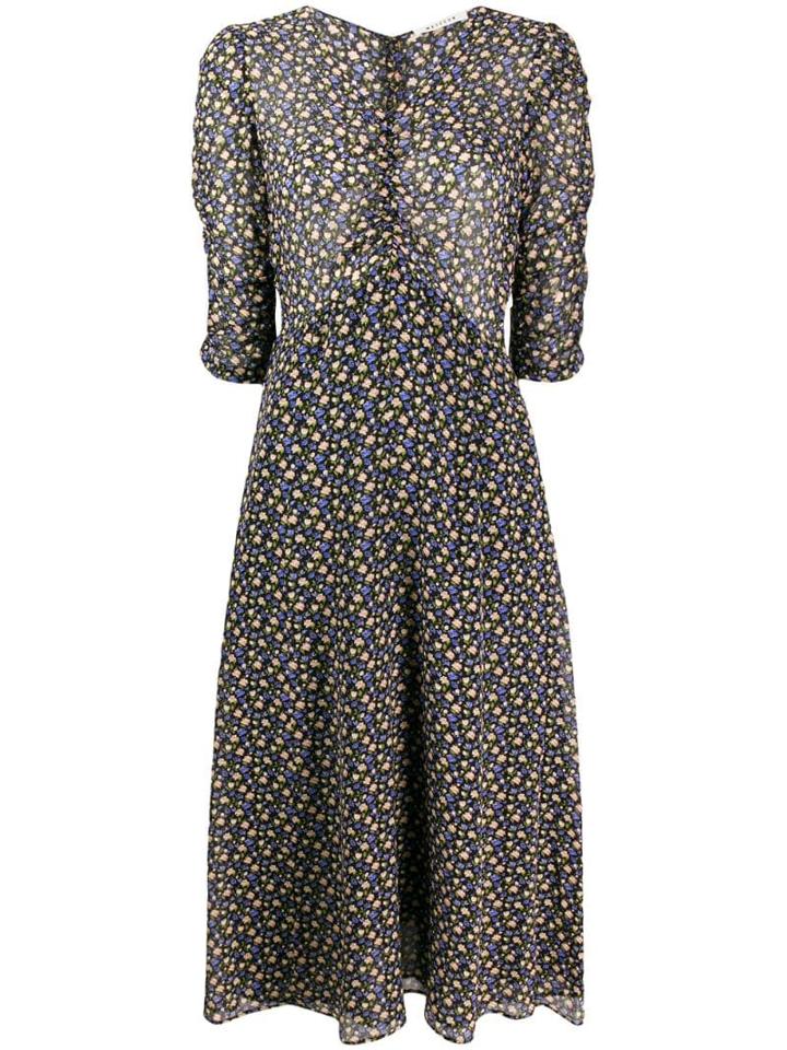 Masscob Floral Print Midi Dress - Black