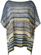 Missoni - Striped Poncho - Women - Cotton/polyamide/viscose - One Size, Blue, Cotton/polyamide/viscose