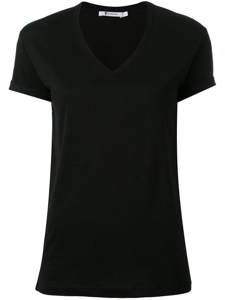T By Alexander Wang V-neck T-shirt, Women's, Size: Medium, Black, Cotton
