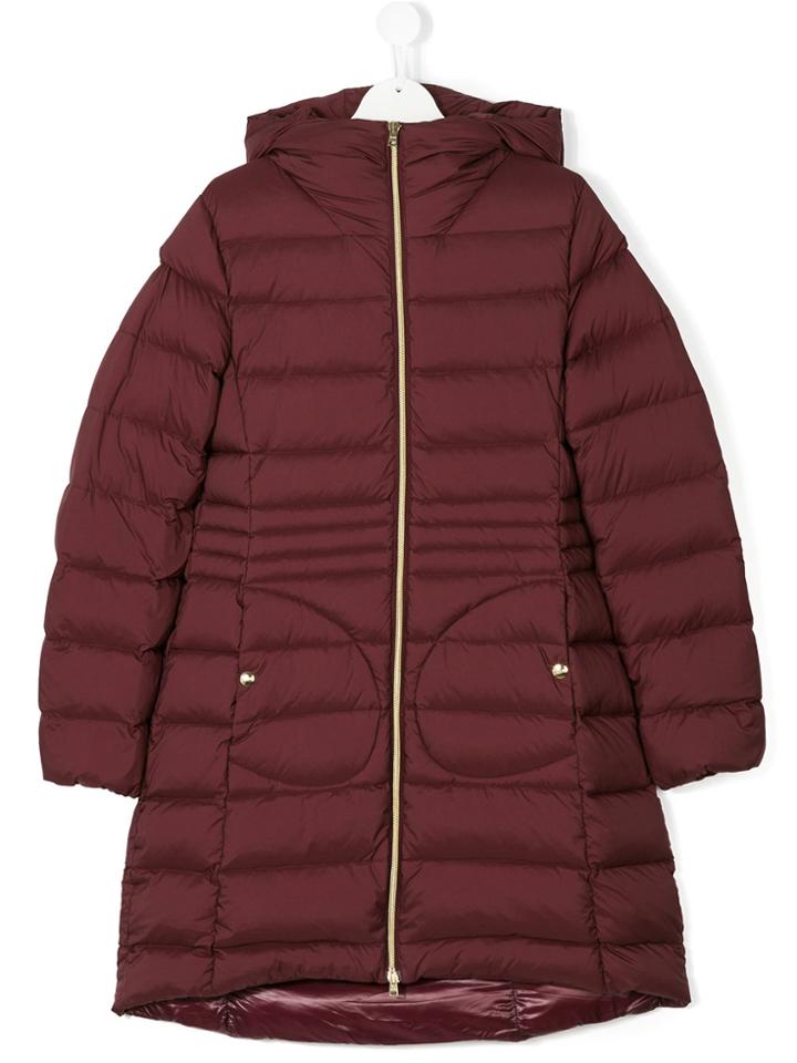 Herno Kids Hooded Padded Midi Coat - Red