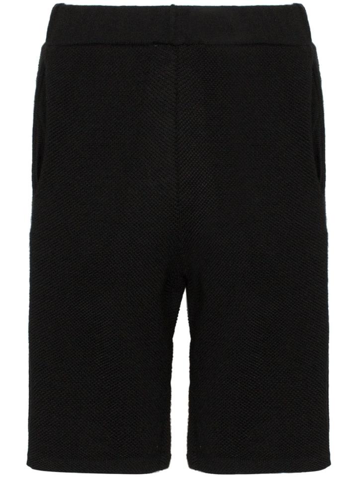 Carcel Side Slit Knitted Knee Length Shorts - Black