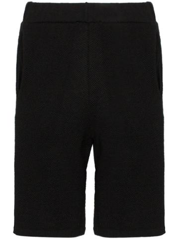 Carcel Side Slit Knitted Knee Length Shorts - Black