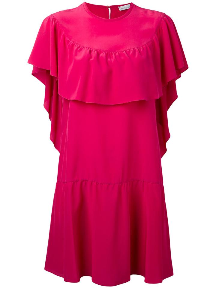 Red Valentino - Ruffled Layered Shift Dress - Women - Silk - 46, Pink/purple, Silk