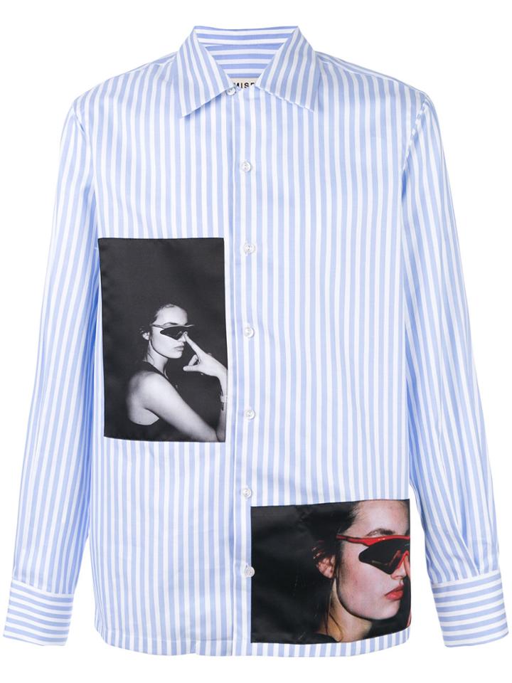 Misbhv Striped Photo Patch Shirt - Blue