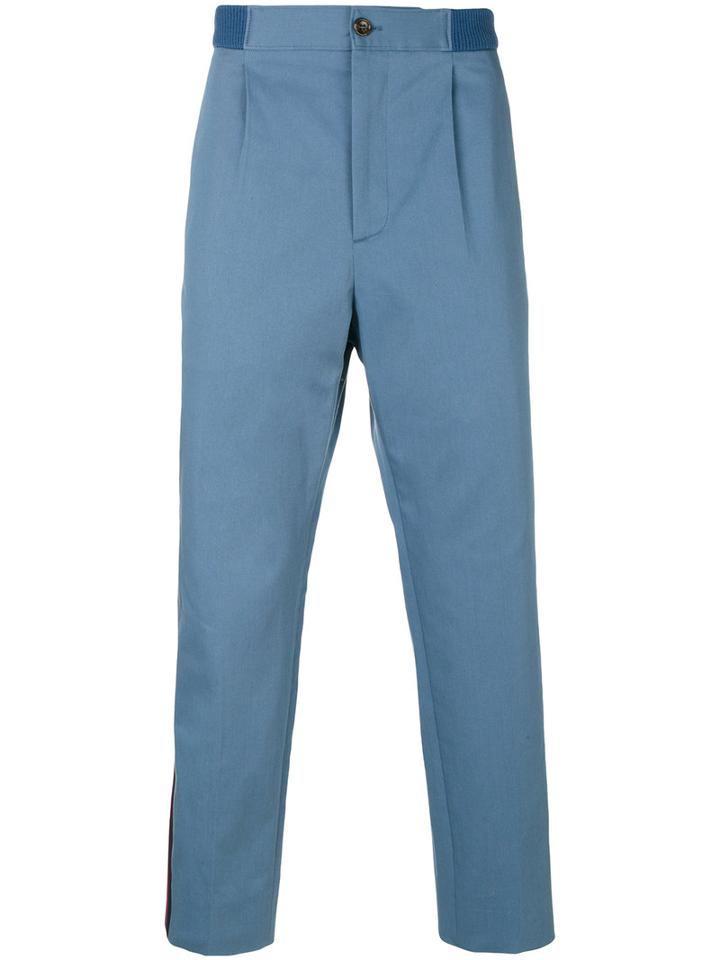 Gucci - Web Cropped Trousers - Men - Cotton/spandex/elastane/viscose/wool - 44, Blue, Cotton/spandex/elastane/viscose/wool