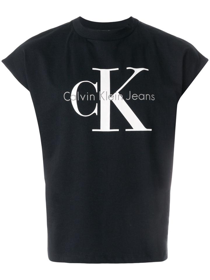 Calvin Klein Jeans Cap Sleeve Logo T-shirt - Black