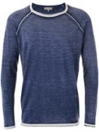 N.peal Printed Crew Neck Jumper, Men's, Size: Small, Blue, Cashmere/silk